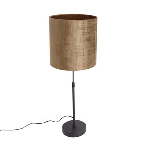 Stolná lampa čierna s hnedým zamatovým tienidlom 25 cm nastaviteľná - Parte