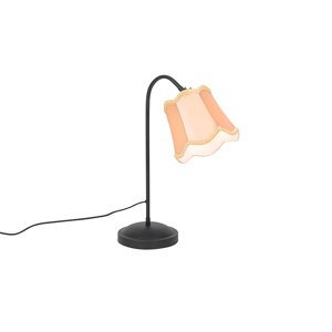 Klasická stolná lampa čierna s tienidlom zlatá - Nona