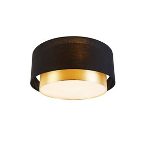 Moderné stropné svietidlo čierne so zlatom 50 cm 3-svetlo - Drum Duo