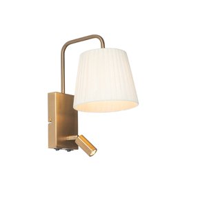 Moderná nástenná lampa biela a bronzová s lampou na čítanie - Renier