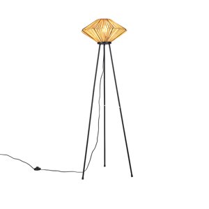 Orientálna stojaca lampa statív ratan - Slama