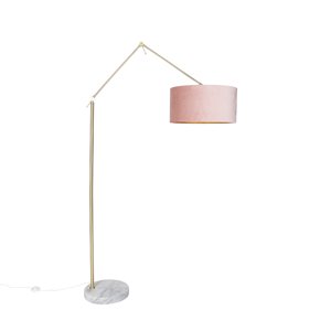 Moderná stojaca lampa zlaté zamatové tienidlo ružová 50 cm - Redaktor