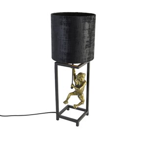 Vintage stolná lampa čierna látkové tienidlo čierna 25 cm - Cage Abe