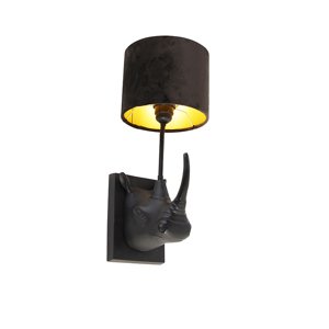Vintage nástenná lampa čierna látková tienidlo čierna - Naesehorn