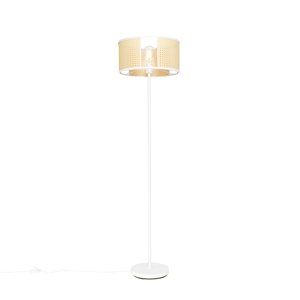 Retro stojaca lampa biela s ratanom 40 cm - Akira