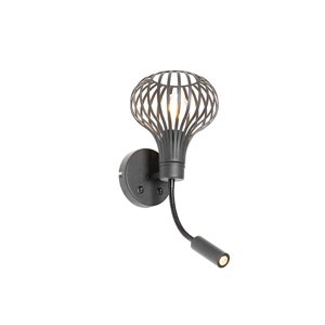 Moderná nástenná lampa čierna s lampou na čítanie 2-svetlo - Saffira Brescia