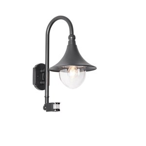 Vonkajšia nástenná lampa čierna IP44 vrátane detektora pohybu - Daphne
