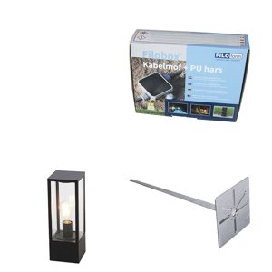 Stojaca vonkajšia lampa čierna 40 cm so zemným hrotom a káblovou žľabkou - Charlois