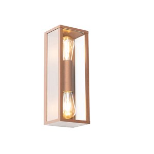 Priemyselná nástenná lampa hrdzavohnedá 38 cm 2-žiarovková IP44 - Charlois