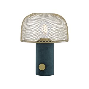 Dizajnová stolná lampa zelená so zlatou a stmievačom - Gomba