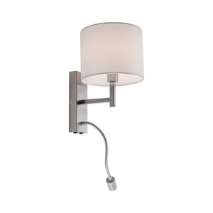 Nástenná lampa biela s oceľovou lampou na čítanie vrátane LED - Matija