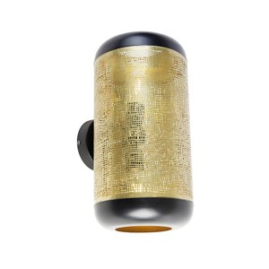 Vintage nástenná lampa čierna s mosadzou 20 cm 2-svetlo - Kayleigh