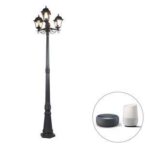 Inteligentná lampa čierna 3-svetlá IP44 vrátane Wifi ST64 - Capital