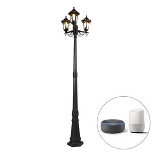 Inteligentná vonkajšia lampa čierna 3-svetlá vrátane Wifi ST64 - New Haven