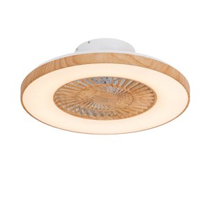 Stropný ventilátor s drevenou potlačou 60 cm vrátane LED stmievateľného s diaľkovým ovládaním - Climo