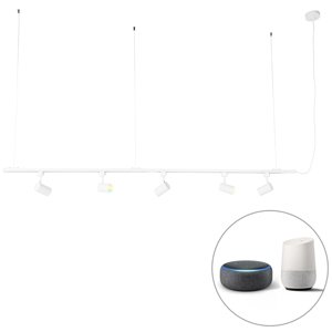 Inteligentný závesný koľajnicový systém biely 1-fázový vrátane 5 Wifi GU10 - Jeana