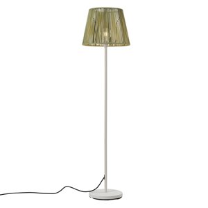 Vonkajšia stojaca lampa biela so zeleným lanovým tienidlom IP44 - Virginia Jayla