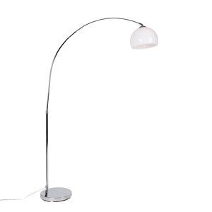 Moderná oblúková lampa chrómová s bielym tienidlom - Arc Basic