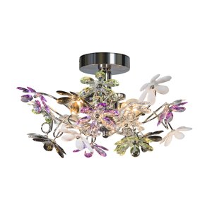 Stropné svietidlo chróm s viacfarebnými plastovými kvetmi 38cm - Fiore