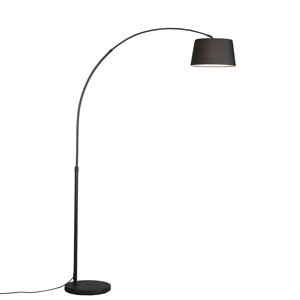 Moderná oblúková lampa čierna s čiernym textilným tienidlom - Arc Basic