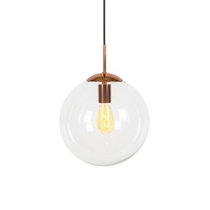 Art Deco závesné svietidlo medené s priehľadným sklom 30 cm - Ball 30