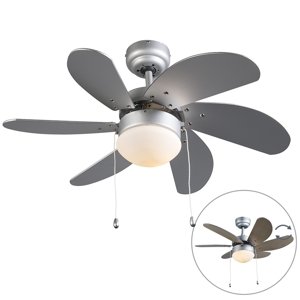 Stropný ventilátor oceľový s potlačou dreva 80 cm s ťahovým spínačom - Fresh