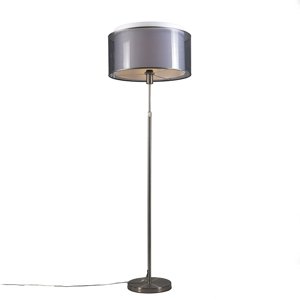 Stojaca lampa z ocele s čiernym a bielym tienidlom 47 cm nastaviteľná - Parte
