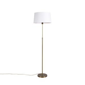 Stojaca lampa bronzová s ľanovým tienidlom bielym 45 cm nastaviteľná - Parte