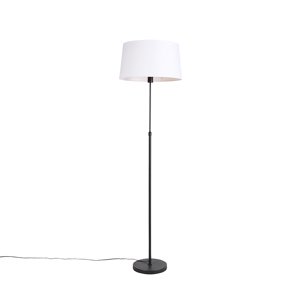 Stojaca lampa čierna s bielym ľanovým tienidlom 45 cm nastaviteľná - Parte