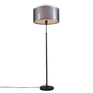 Stojaca lampa čierna s čiernym/bielym tienidlom 47 cm nastaviteľná - Parte
