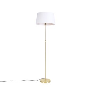 Stojaca lampa zlatá/mosadzná s bielym ľanovým tienidlom 45 cm - Parte