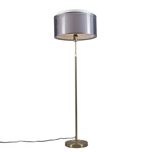 Stojaca lampa zlatá/mosadzná s čiernym/bielym tienidlom 47 cm - Parte
