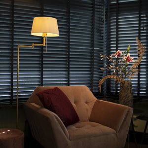 Klasická bronzová stojaca lampa s nastaviteľným bielym tienidlom - Ladas Fix