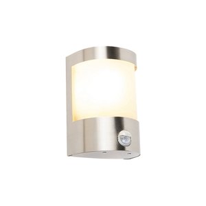 Moderná vonkajšia nástenná lampa z nerezovej ocele s pohybovým senzorom IP44 - Mira