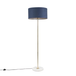 Stojaca lampa mosadz s modrým tienidlom 50 cm - Kaso
