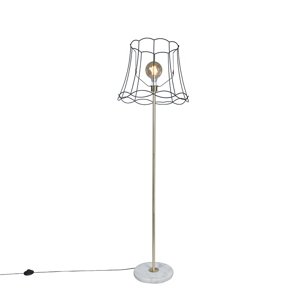 Retro stojaca lampa mosadz s rámom Granny čierny 45 cm - Kaso