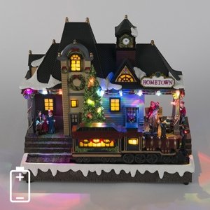 Vianočný dom Vlaková stanica LED viacfarebná