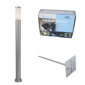 Vonkajšia lampa na stĺp oceľ 110 cm IP44 - Rox s uzemňovacím kolíkom a káblovou objímkou