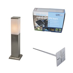 Vonkajšia lampa oceľová 45 cm IP44 - Malios so zemným hrotom a káblovou prírubou