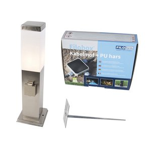 Vonkajšia lampa oceľ vrátane objímky IP44 - Malios so zemným kolíkom a káblovou objímkou