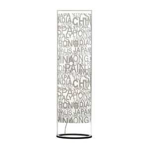 Dizajnová rovná stojaca lampa oceľová s textom - Sign