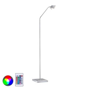 Moderná rovná stojaca lampa z ocele so štvorcovým sklom stmievateľná vrátane LED - Dana
