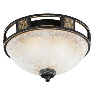 Vidiecke okrúhle stropné svietidlo hrdzavé farby 33 cm - Quinta