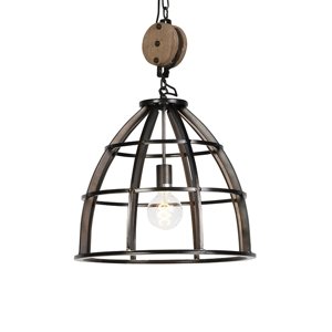 Priemyselná okrúhla závesná lampa čierna oceľ 47 cm - Arthur