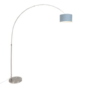 Oblúková lampa oceľ s 35/35/20 modrým nastaviteľným tienidlom - XL