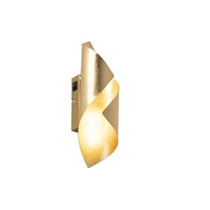 Retro nástenná lampa list zlatá vrátane vypínača - Belle