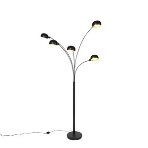 Dizajnová stojaca lampa čierna 5-svetlo - Sixties
