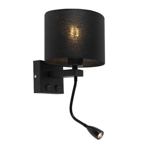 Moderná nástenná lampa čierna s čiernym tienidlom - Brescia