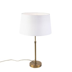 Stolná lampa bronzová s tienidlom z ľanu biela 35 cm - Parte