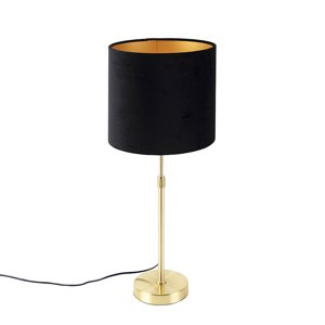 Stolná lampa zlatá/mosadzná s čiernym zamatovým tienidlom 25 cm - Parte
